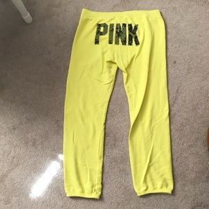 PINK: yellow sweatpants